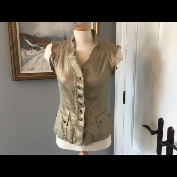 COPY - Gold linen blazer with matching vest blazer size 8 vest size 6 - Picture 4 of 6